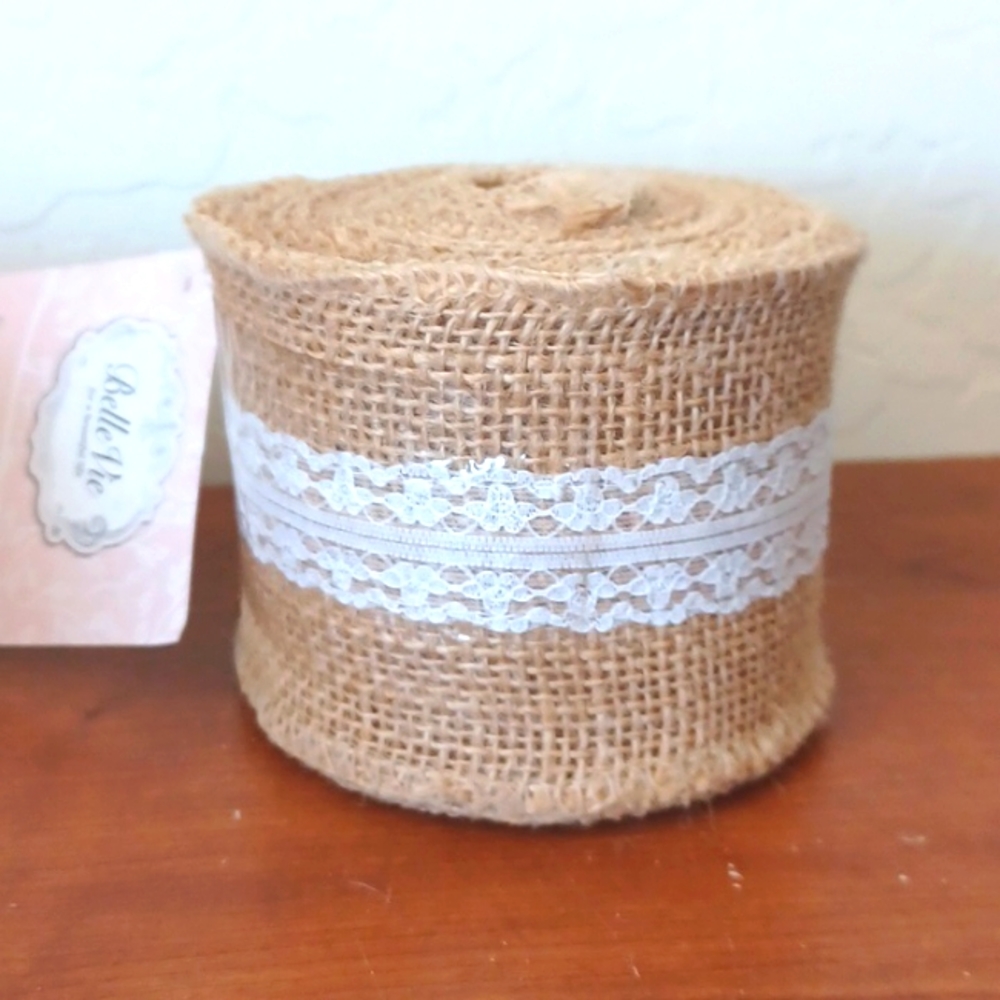 NWT Burlap Lace Ribbon 3 inches wide/30 feet long